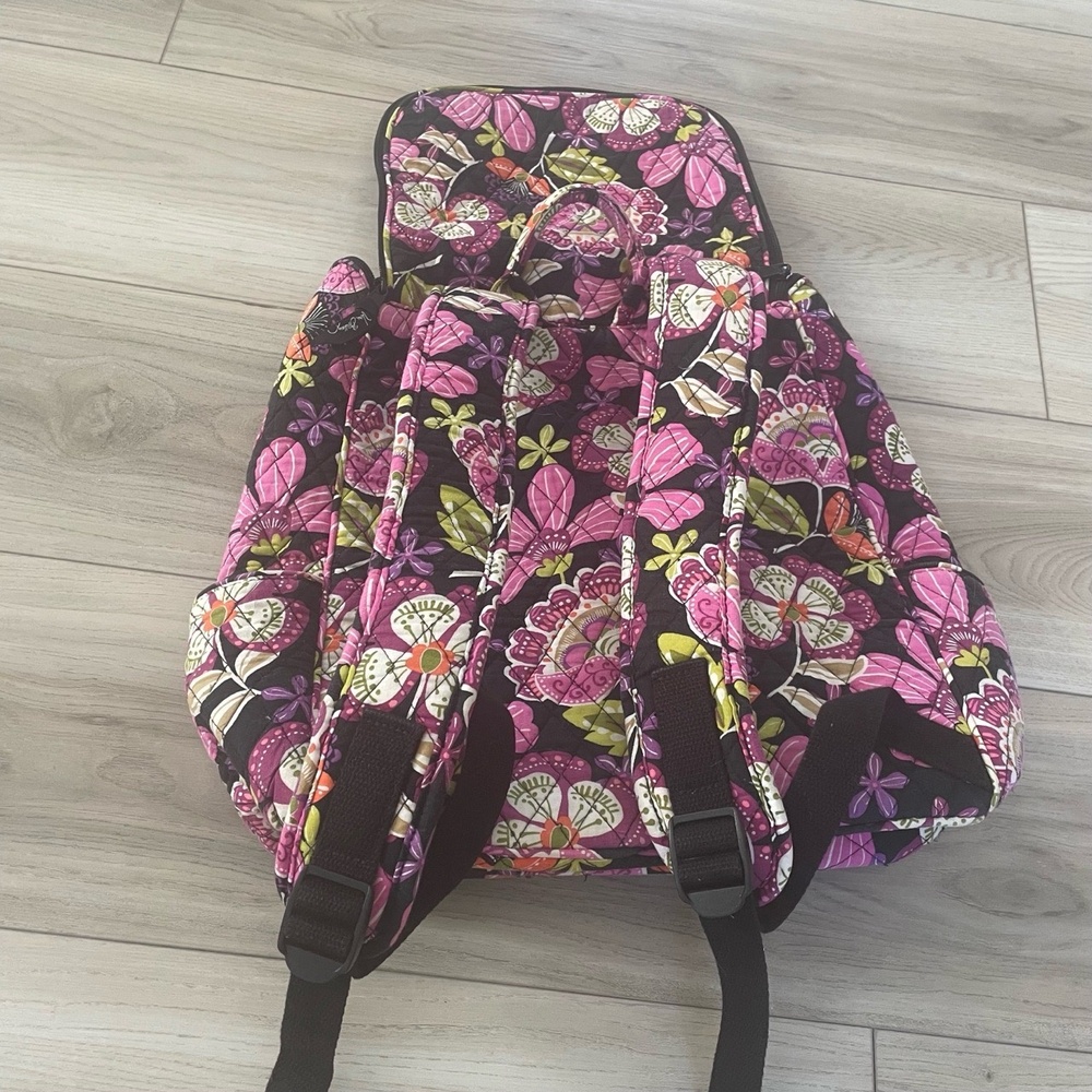 Vera Bradley Pirouette Pink Quilted Double Zip Adjustable Floral Print Backpack - Picture 5 of 5